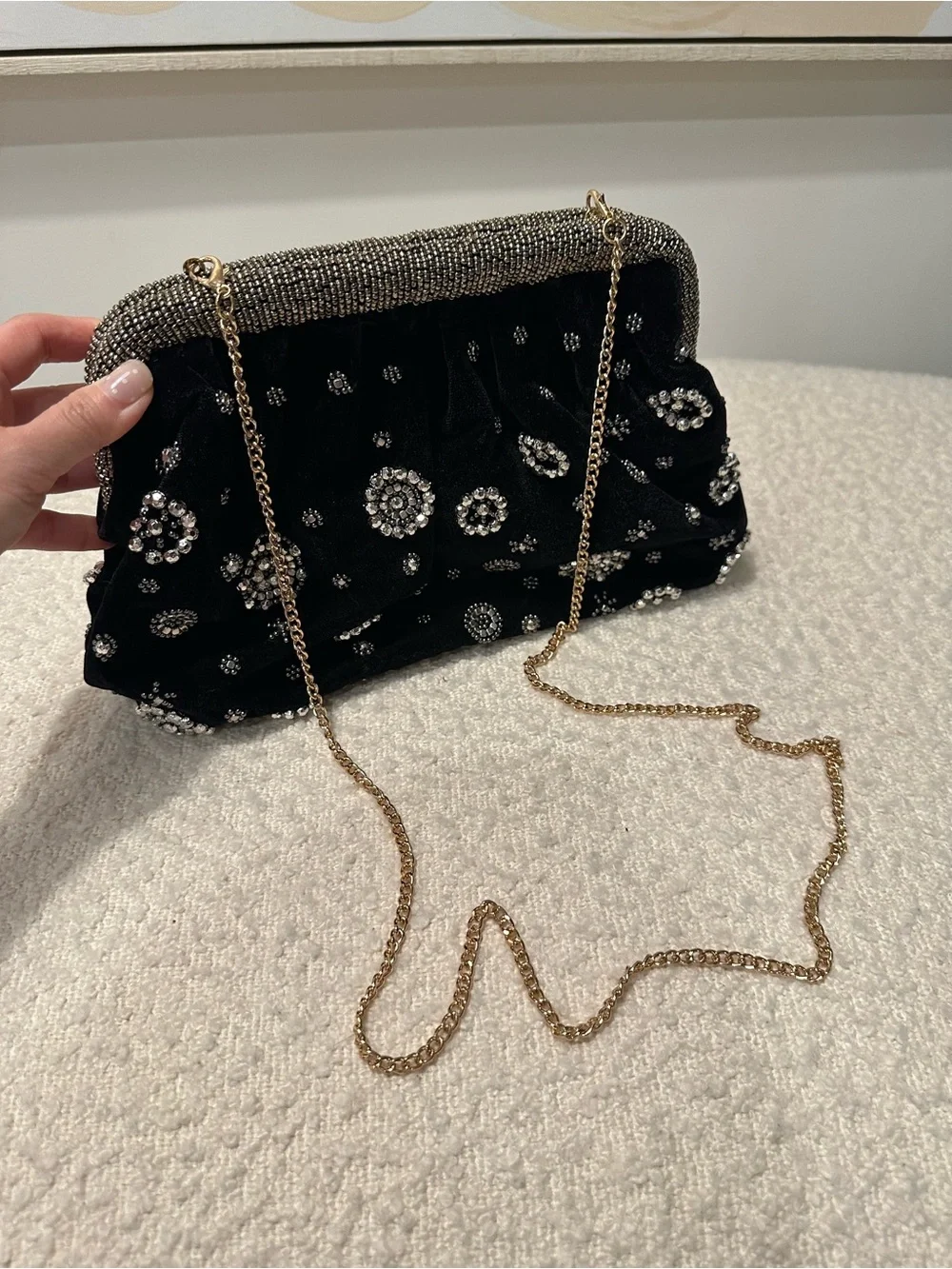 Anthropologie Studded Embellished Velvet Clutch